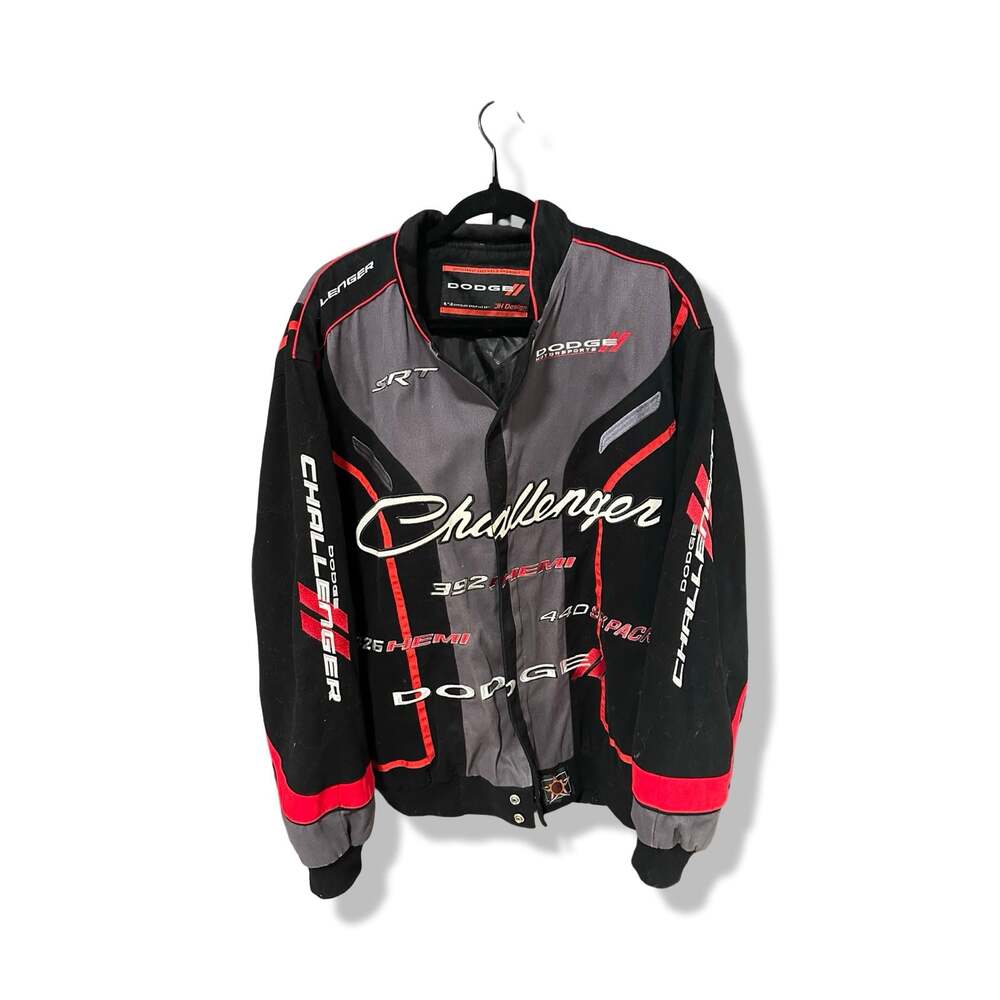 JH Design Dodge Challenger Collage Embroidered Cotton Twill Racing Jacket